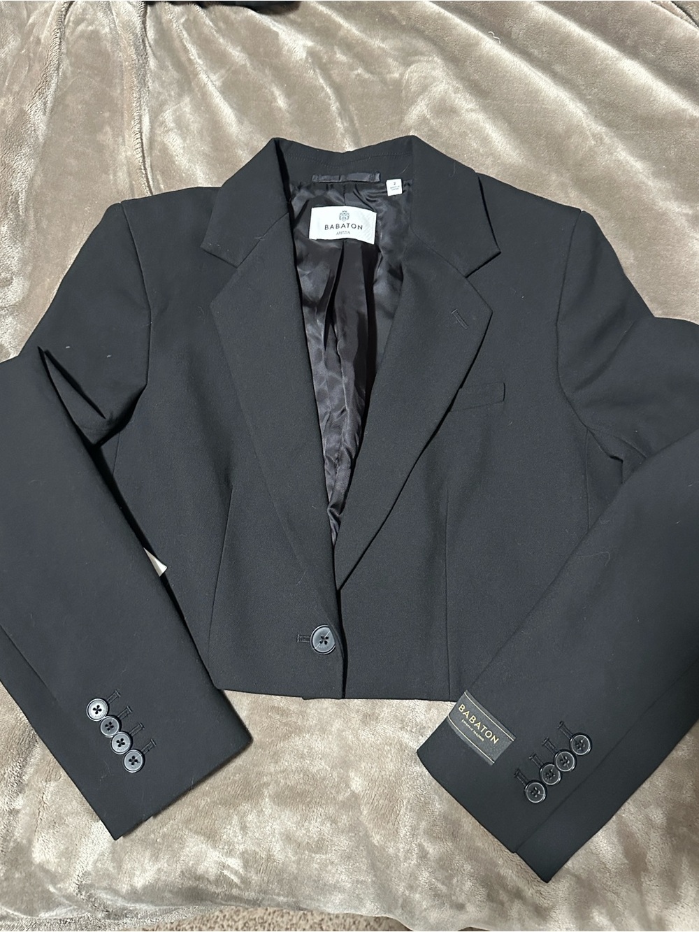 Aritzia Babaton Black Cropped Blazer